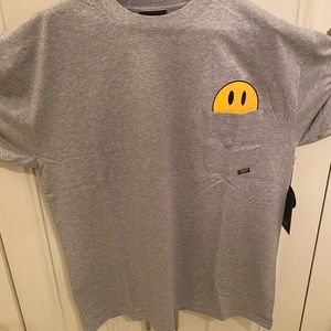 Drew House Gray Mini Mascot Pocket Tee- heather  gray.
